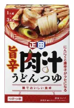 旨辛肉汁うどんつゆ(正田醤油株式会社、麺でおいしい食卓)